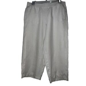 J Jill Love Linen Cropped Pants Women Cream Elastic Waist Casual Sz XL Lagenlook